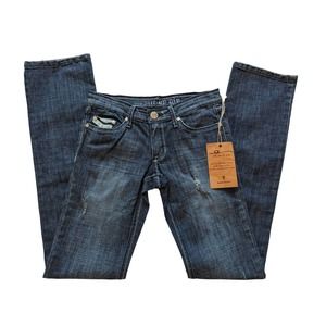 Plastic by Gly Embellished Zebra Accent Straight Dark Wash Size 1